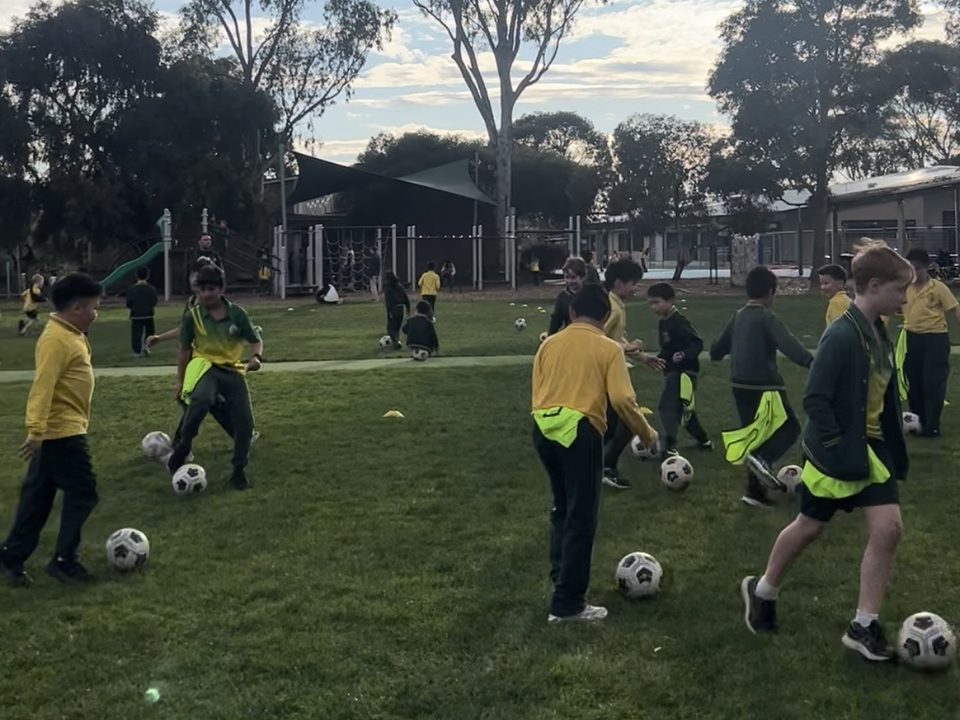 An after-school session in full flight on the school oval