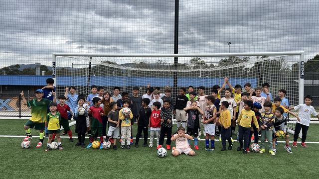 Kids at a Pateka school holiday soccer program